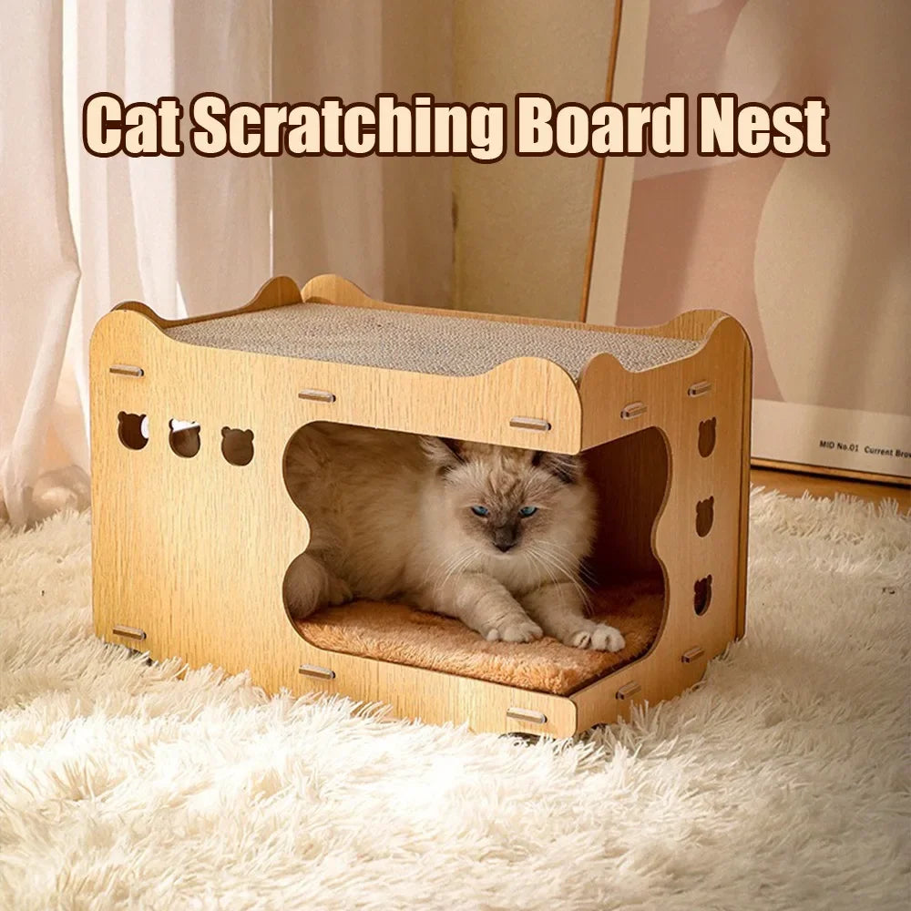 Wooden Cat Scratching Board Nest All-in-one TrendyPet's Zone