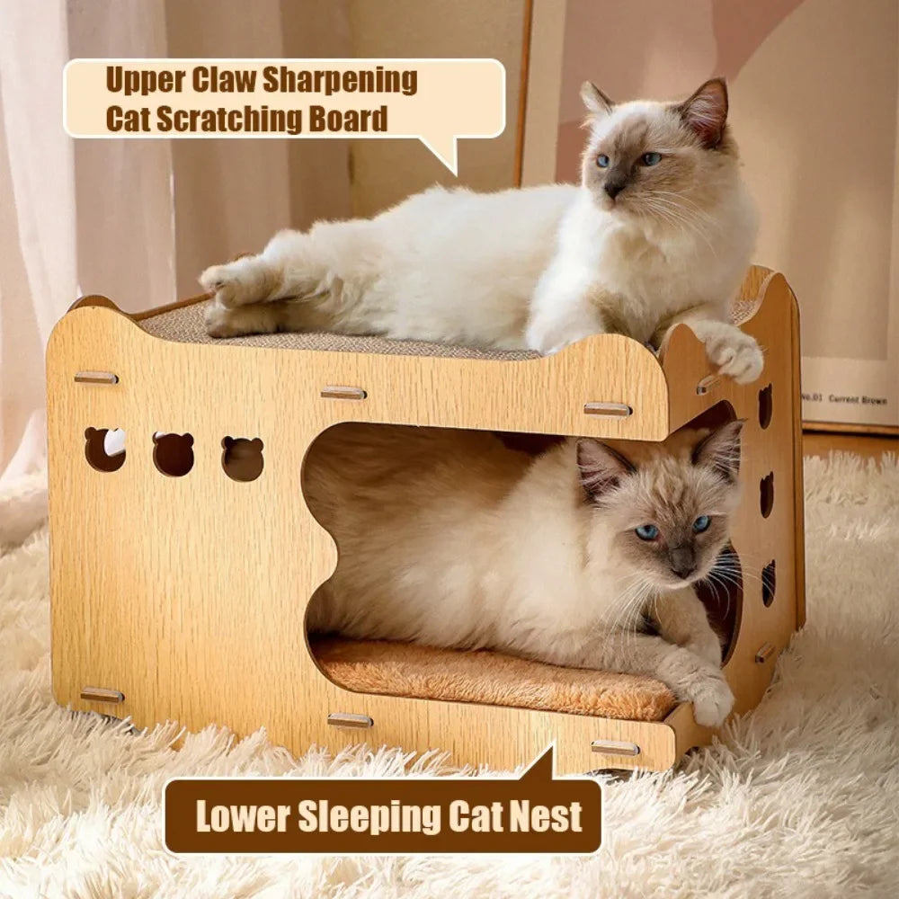 Wooden Cat Scratching Board Nest All-in-one TrendyPet's Zone