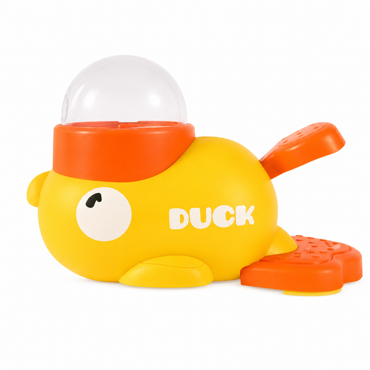 Yellow duck-shaped interactive dog puzzle feeder with anti-slip base, slow feeder design by TrendyPet's Zone