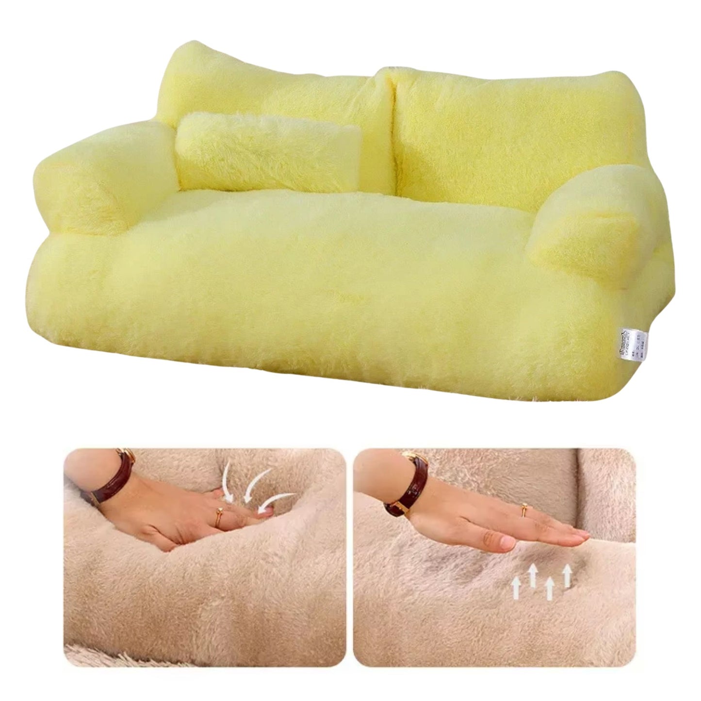 Yellow Luxury Cat Bed Couch Plush Winter Warm Pet Nest - TrendyPet's Zone