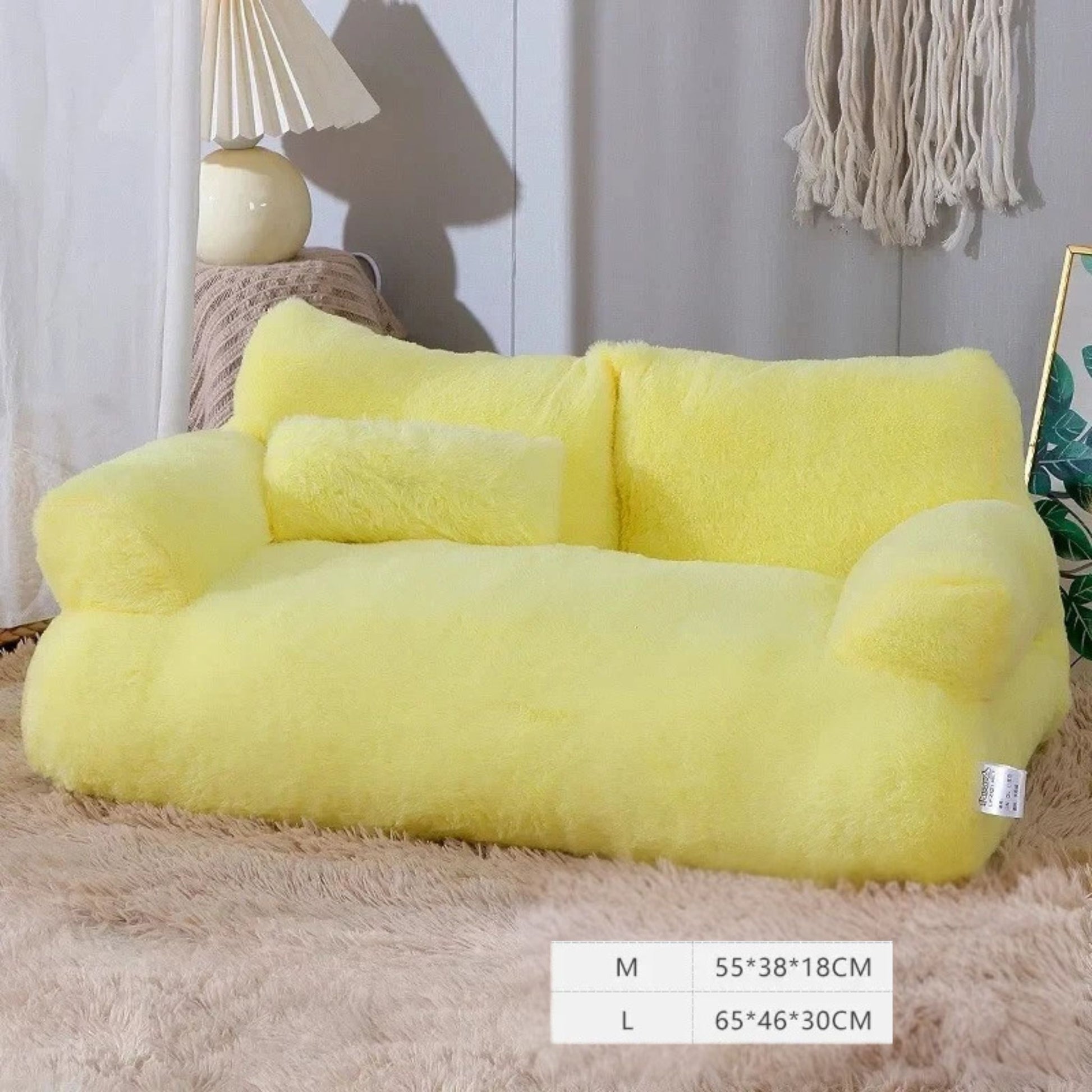 Yellow Luxury Cat Bed Couch Plush Winter Warm Pet Nest - TrendyPet's Zone
