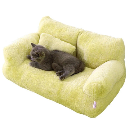 Yellow Luxury Cat Bed Couch Plush Winter Warm Pet Nest - TrendyPet's Zone