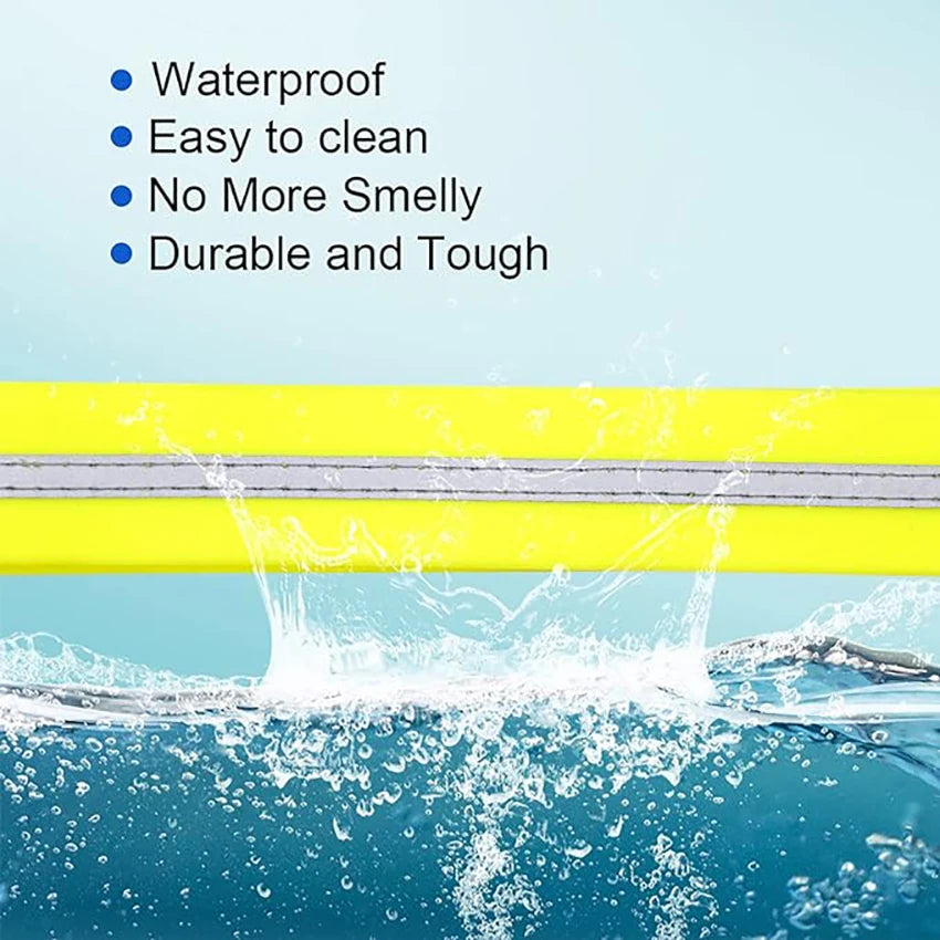 Yellow PVC Pet Dog Collar with Reflective Stripe Anti-Odor Adjustable - TrendyPet's Zone