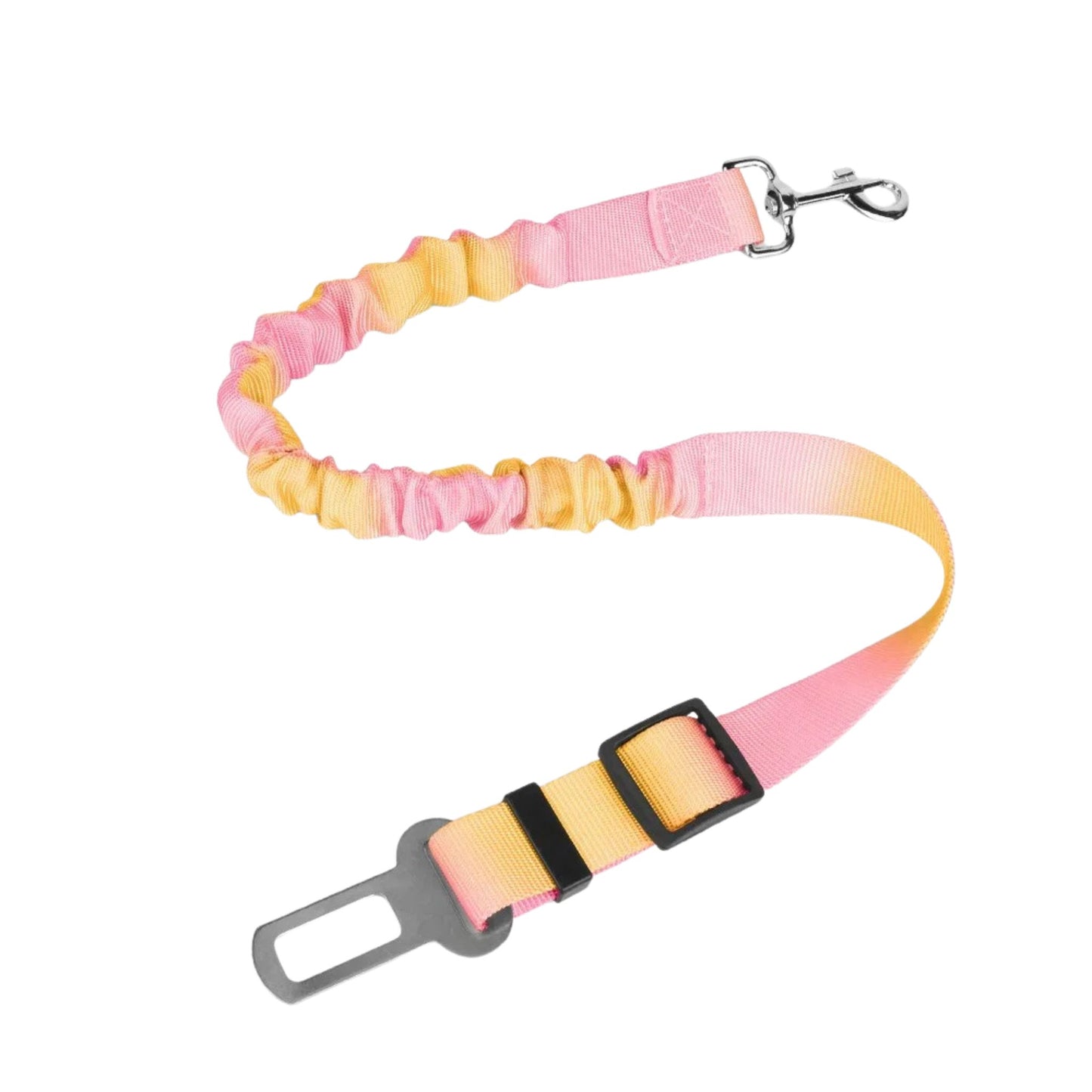 Yellow Pink Pastel Elastic Pet Car Traction Rope Seat Belt Leash – Adjustable Shock-Absorbing Car Safety Harness Tether for Dogs & Cats TrendyPet's Zone