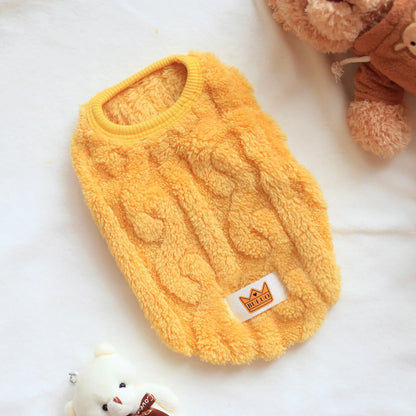 Yellow Soft Cozy Autumn Winter Warm Fleece Dog Cat Sweaters - TrendyPet's Zone