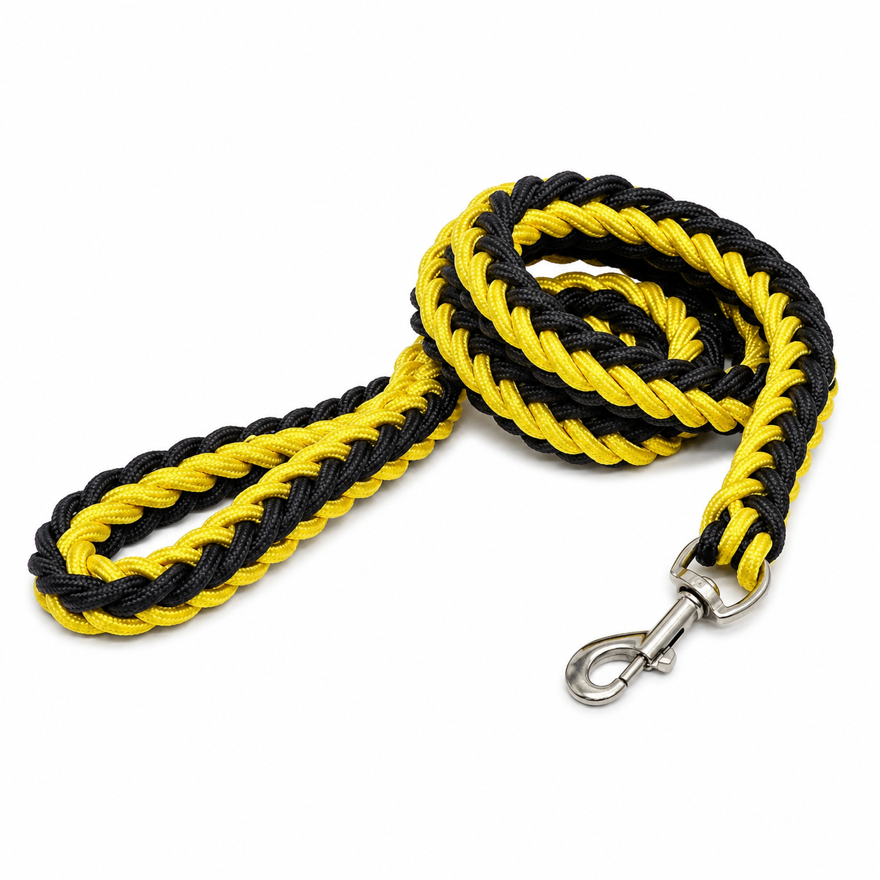 Yellow nylon dog leash with double row adjustable collar for medium and large dogs, from TrendyPet's Zone.
