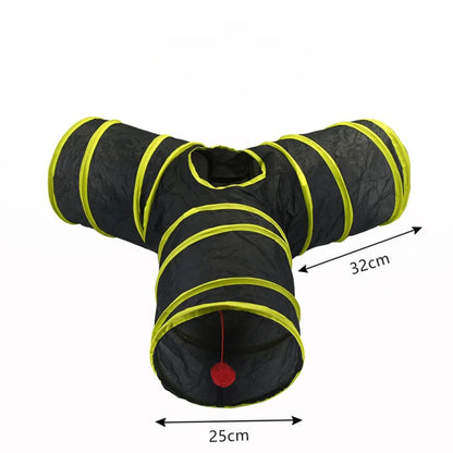 Yellow Y-Type Tunnel Collapsible Cat Kitten Play Interactive Toy Maze TrendyPet's Zone