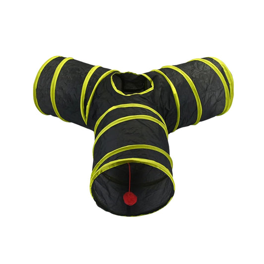 Yellow Y-Type Tunnel Collapsible Cat Kitten Play Interactive Toy Maze TrendyPet's Zone