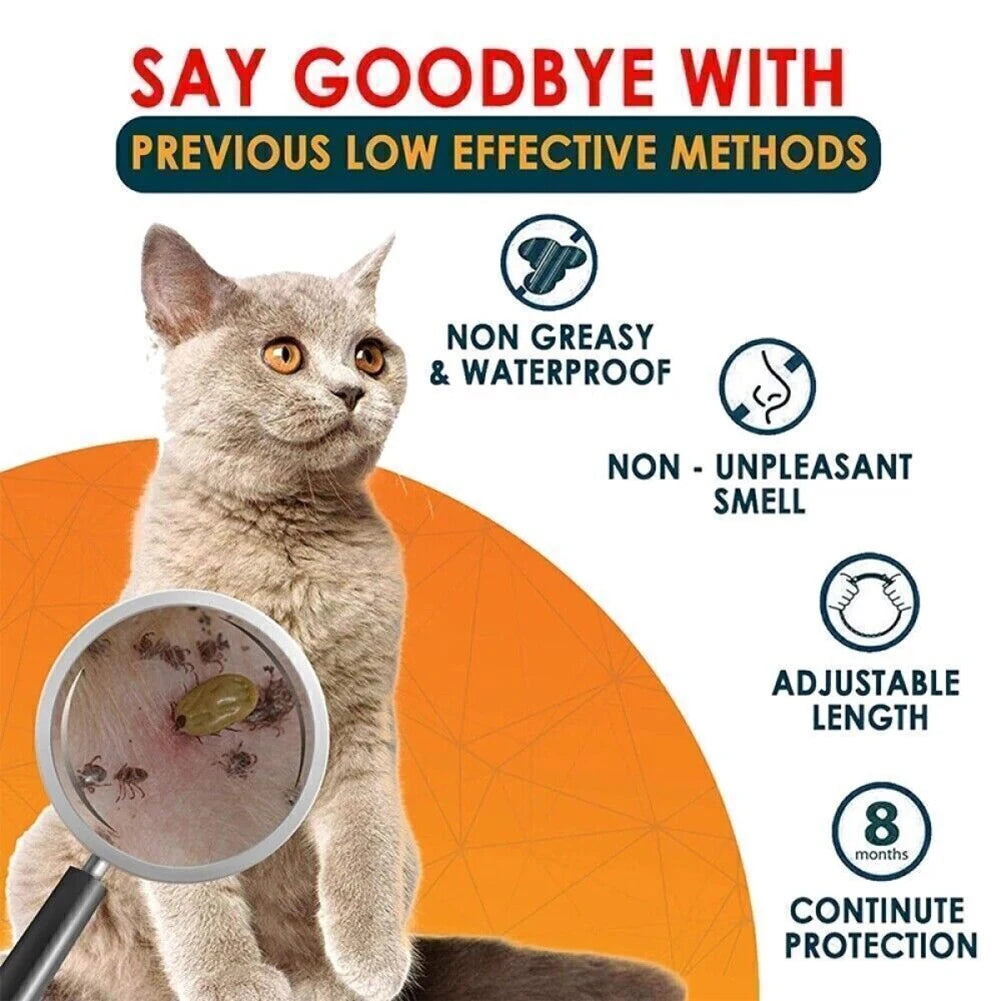 Adjustable Flea & Tick Collar for Cats – 8 Months Protection, Waterproof Anti-Flea Neck Collar TrendyPet's Zone
