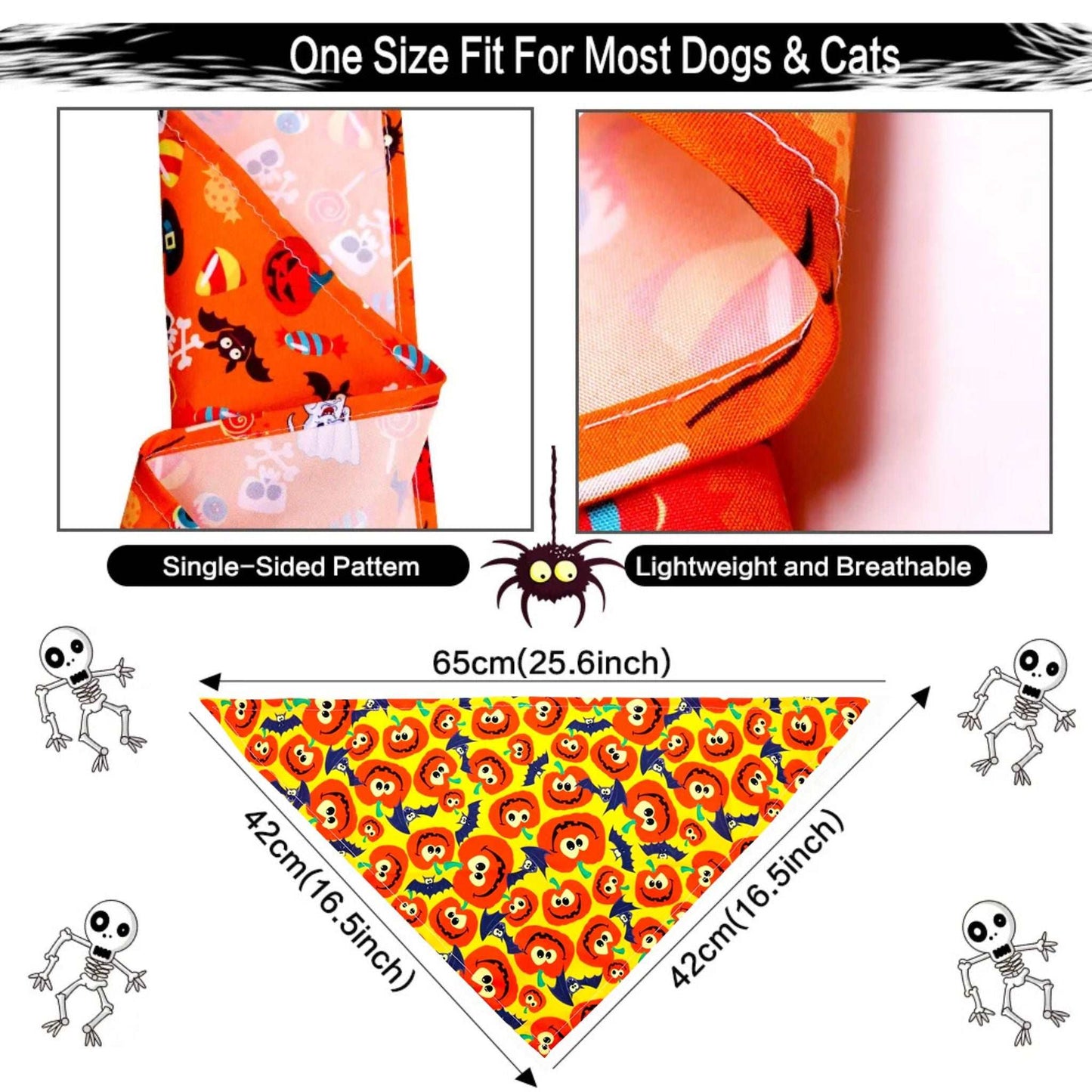 Adorable Halloween Pet Bandana Bib Pumpkin Bat Pattern - TrendyPet's Zone