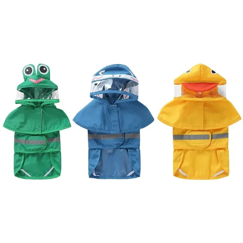 All-in-One Dog Raincoat by TrendyPet's Zone with fun duck design, reflective trim, waterproof material, and stylish fit for rainy days.