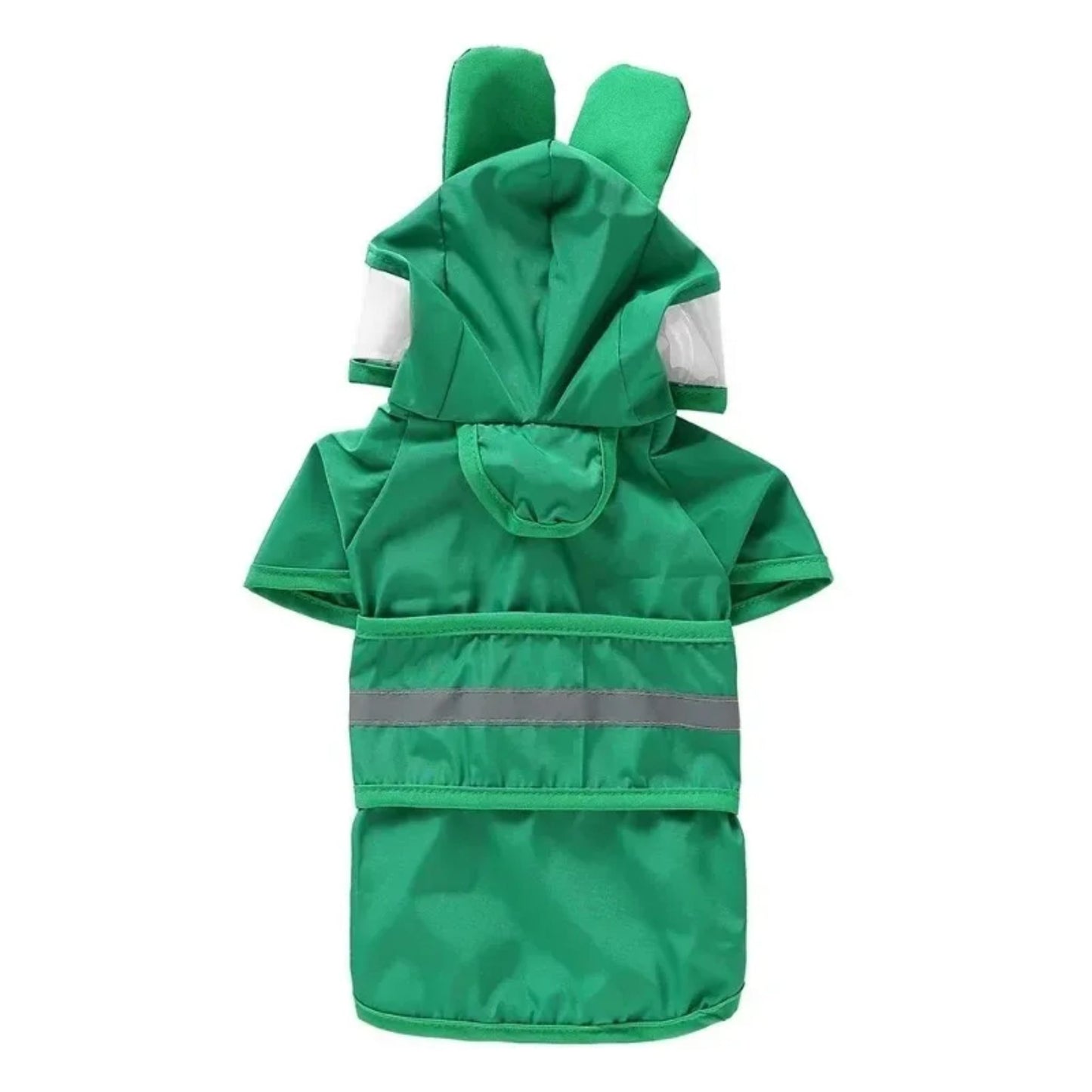 All-in-one dog raincoat by TrendyPet's Zone featuring fun frog design, reflective material, waterproof fabric, and stylish waterproof raincoat.