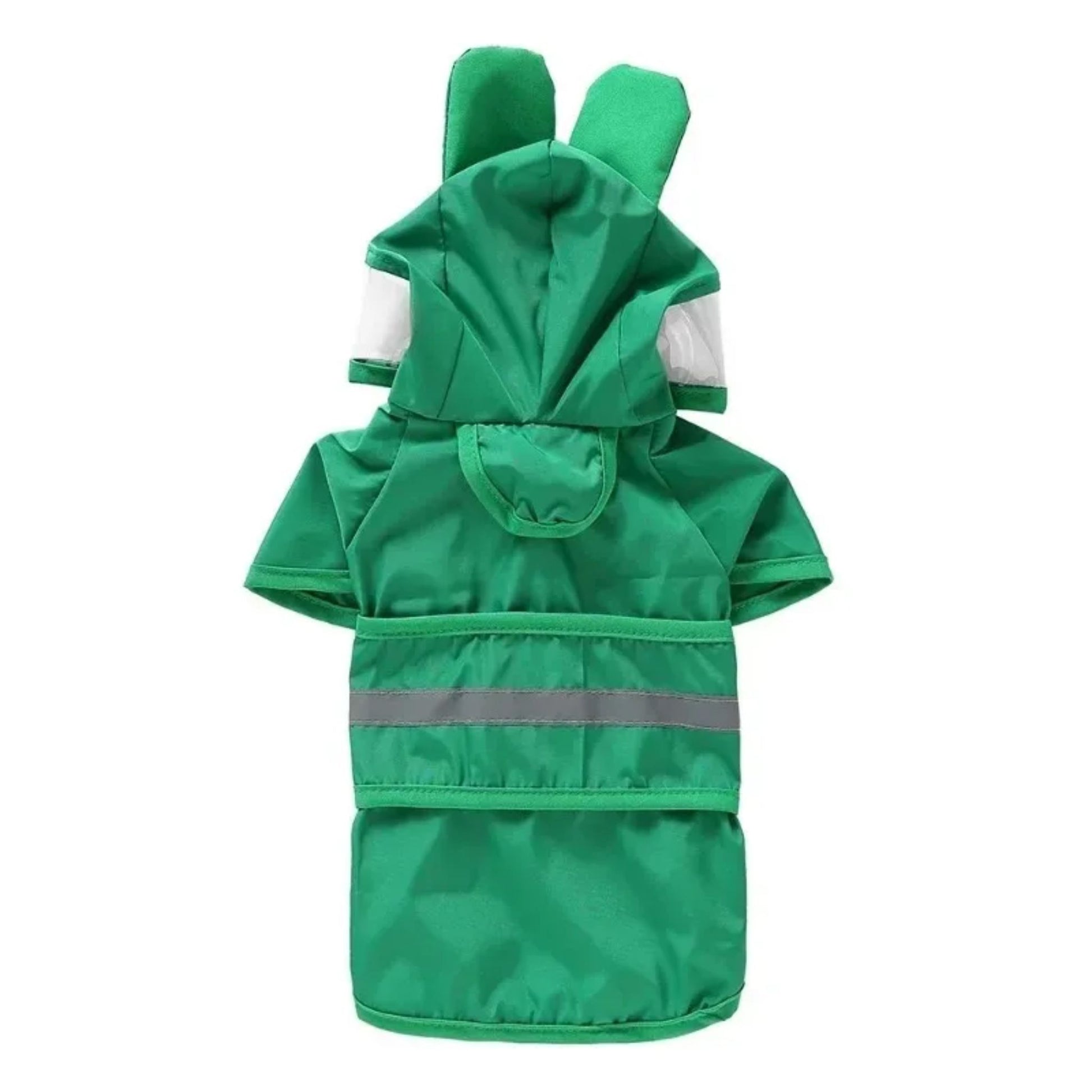 All-in-one dog raincoat by TrendyPet's Zone featuring fun frog design, reflective material, waterproof fabric, and stylish waterproof raincoat.