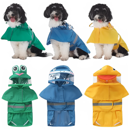 All-in-one dog raincoat by TrendyPet's Zone with fun duck design, reflective material, waterproof fabric, and stylish look.