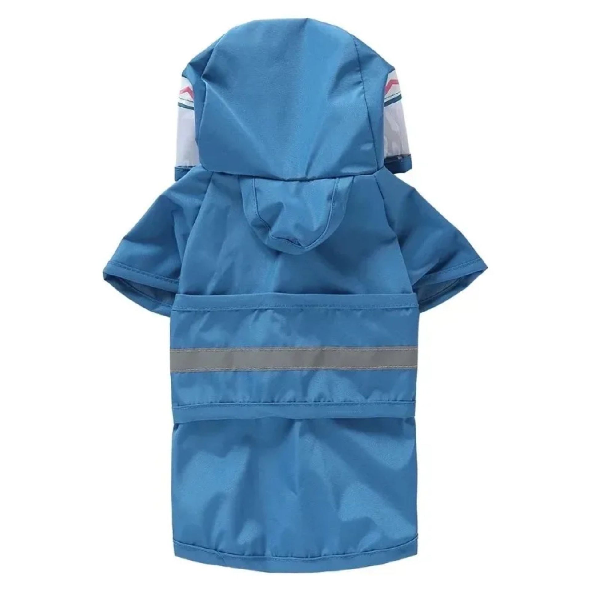 All-in-one dog raincoat by TrendyPet's Zone with fun shark design, reflective strips, waterproof material, and stylish waterproof protection.