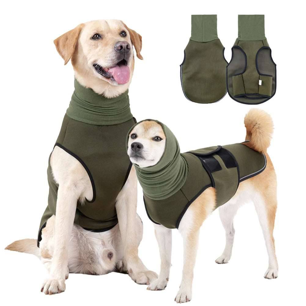 Army Green Dog Anti-Anxiety Vest Calming Jacket with Hoodie - TrendyPet's Zone