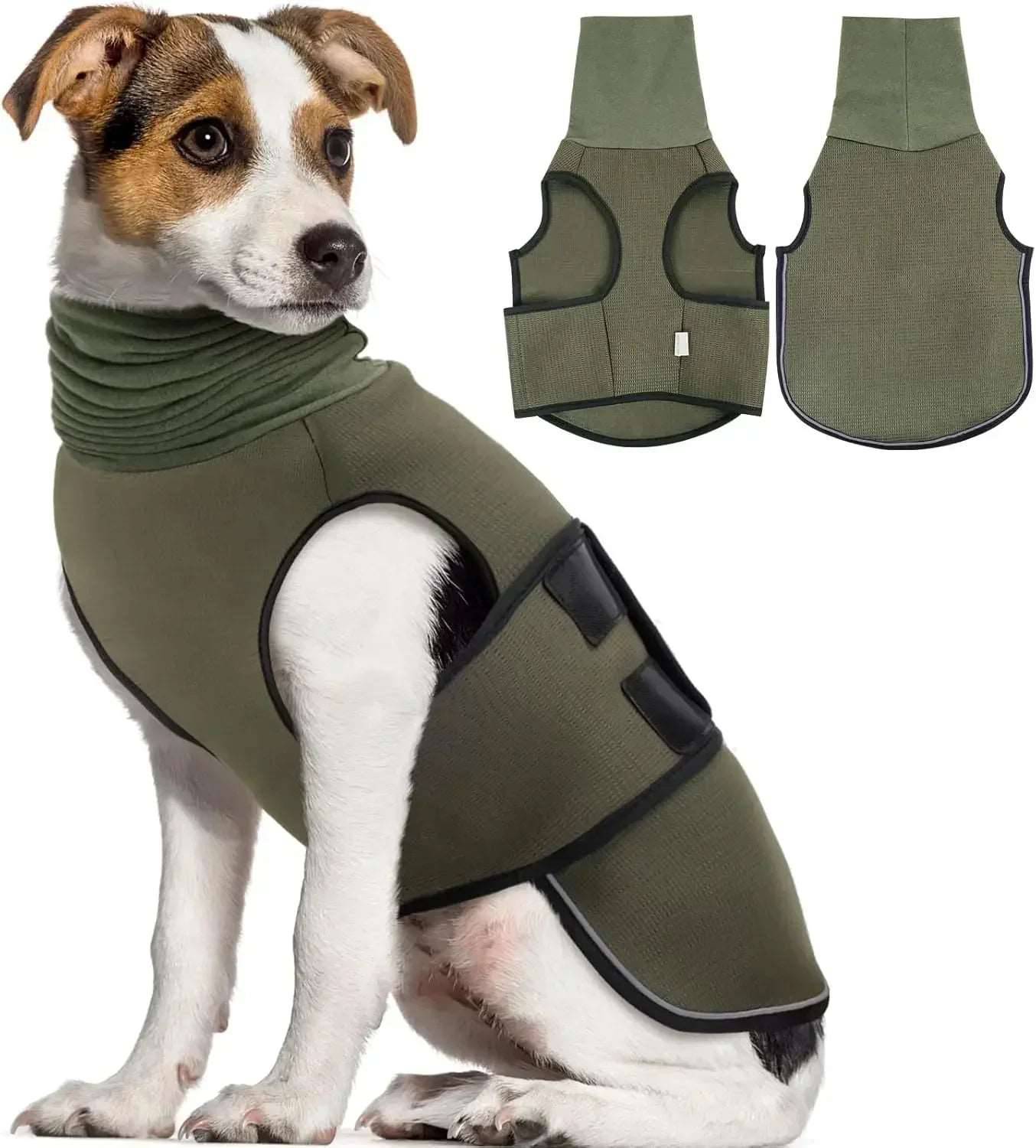 Army Green Dog Anti-Anxiety Vest Calming Jacket with Hoodie - TrendyPet's Zone