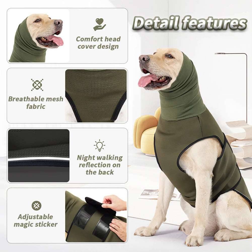 Army Green Dog Anti-Anxiety Vest Calming Jacket with Hoodie - TrendyPet's Zone