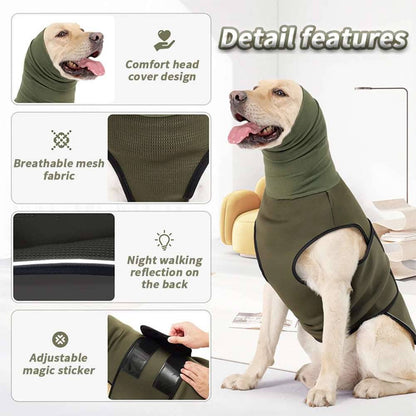 Army Green Dog Anti-Anxiety Vest Calming Jacket with Hoodie - TrendyPet's Zone