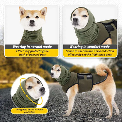 Army Green Dog Anti-Anxiety Vest Calming Jacket with Hoodie - TrendyPet's Zone