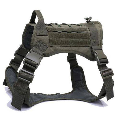 Army Green Tactical Dog Pet Vest With Bags Military Harness Leash Set - TrendyPet's Zone