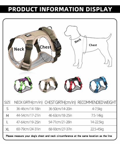 Beige adjustable tactical dog harness with handle, no-pull design, from TrendyPet's Zone, suitable for outdoor walks and training.
