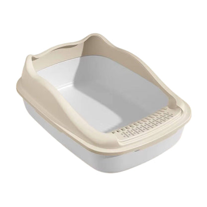Beige Cat Litter Box Pet Sandbox for Kitty Anti-Splash Kitten Toilet Tray Bedpan Cleaning - TrendyPet's Zone