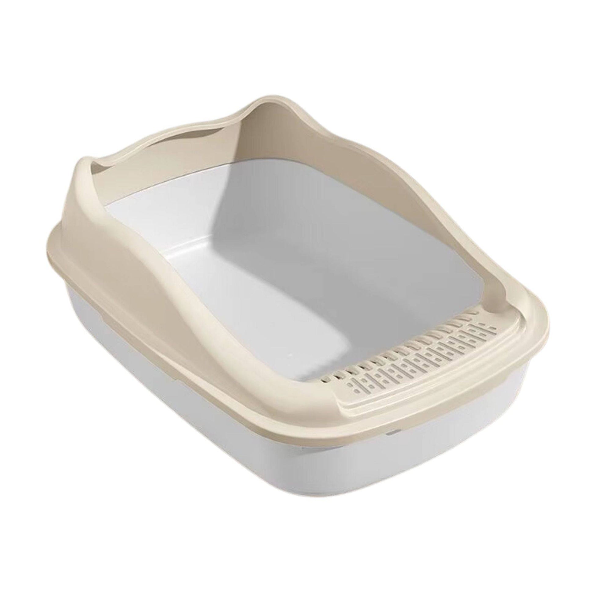 Beige Cat Litter Box Pet Sandbox for Kitty Anti-Splash Kitten Toilet Tray Bedpan Cleaning - TrendyPet's Zone