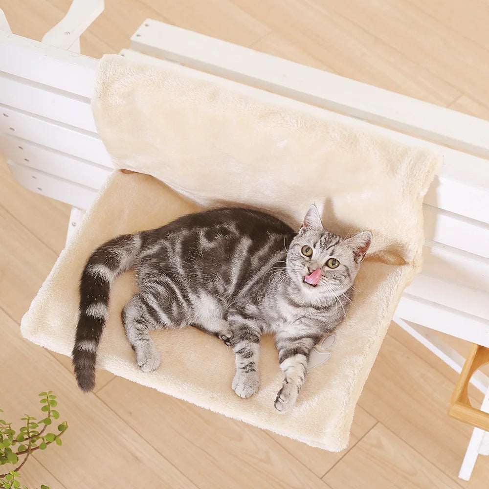 Beige Collapsible Cat Hammock Bed Hanging Radiator Cradle TrendyPet's Zone