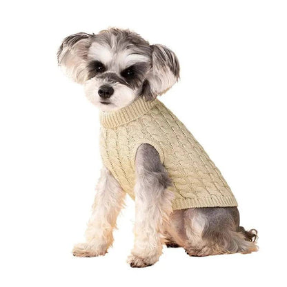 Beige Winter Pet Sweaters Turtleneck Knitted Vest Coat - TrendyPet's Zone