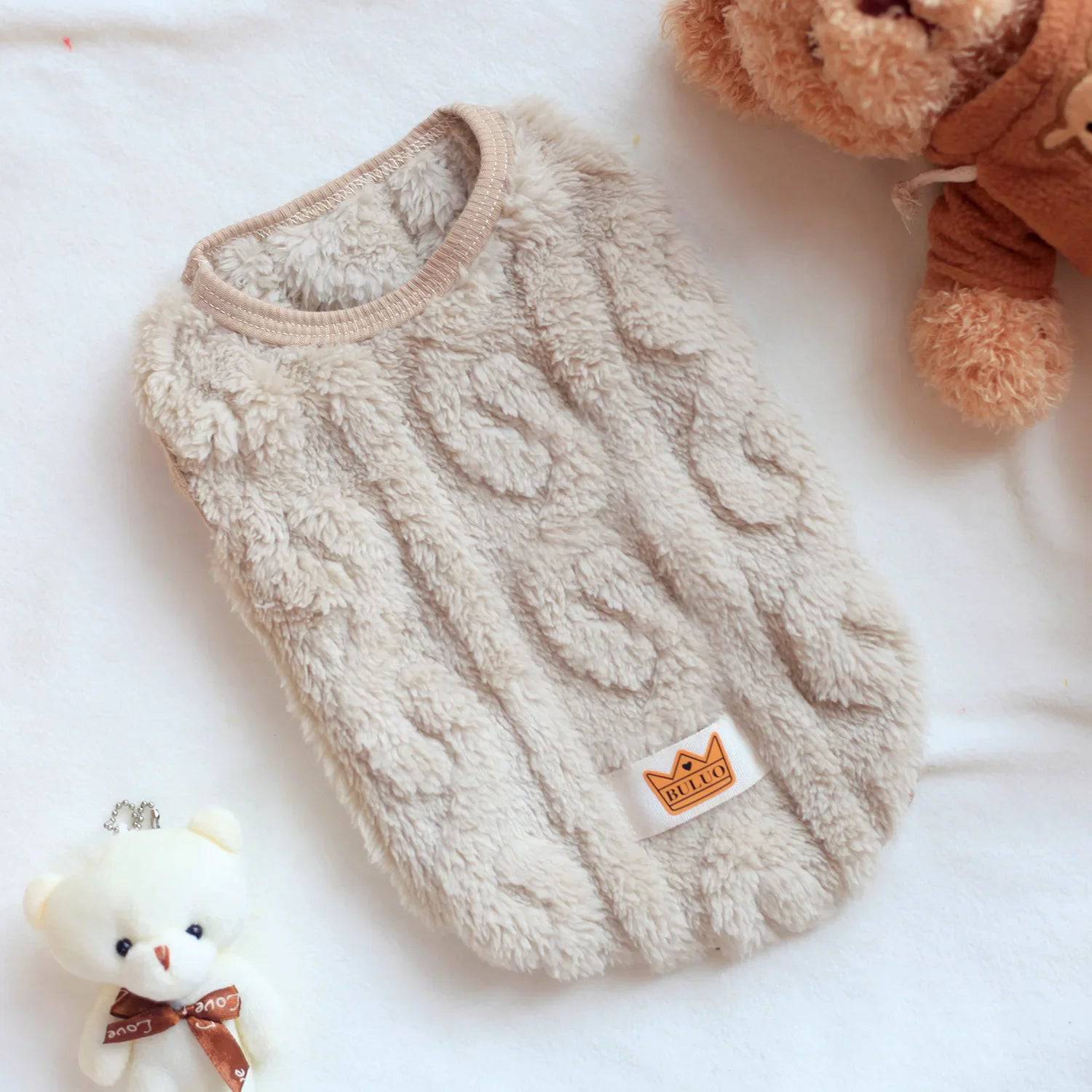 Beige Soft Cozy Autumn Winter Warm Fleece Dog Cat Sweaters - TrendyPet's Zone