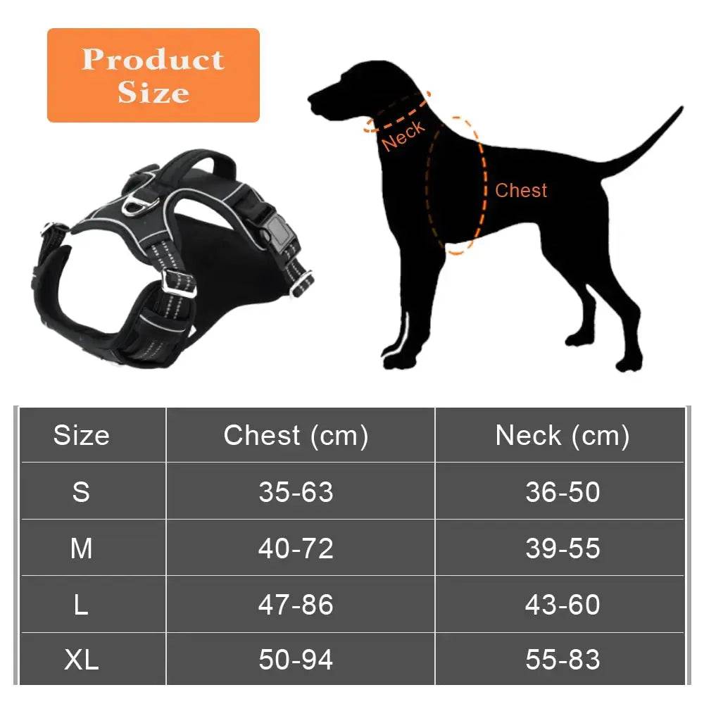 Black 1000D Oxford Cloth Reflective Pet Dog Harness Service Vest with Vertical Handle Adjustable Collars - TrendyPet's Zone