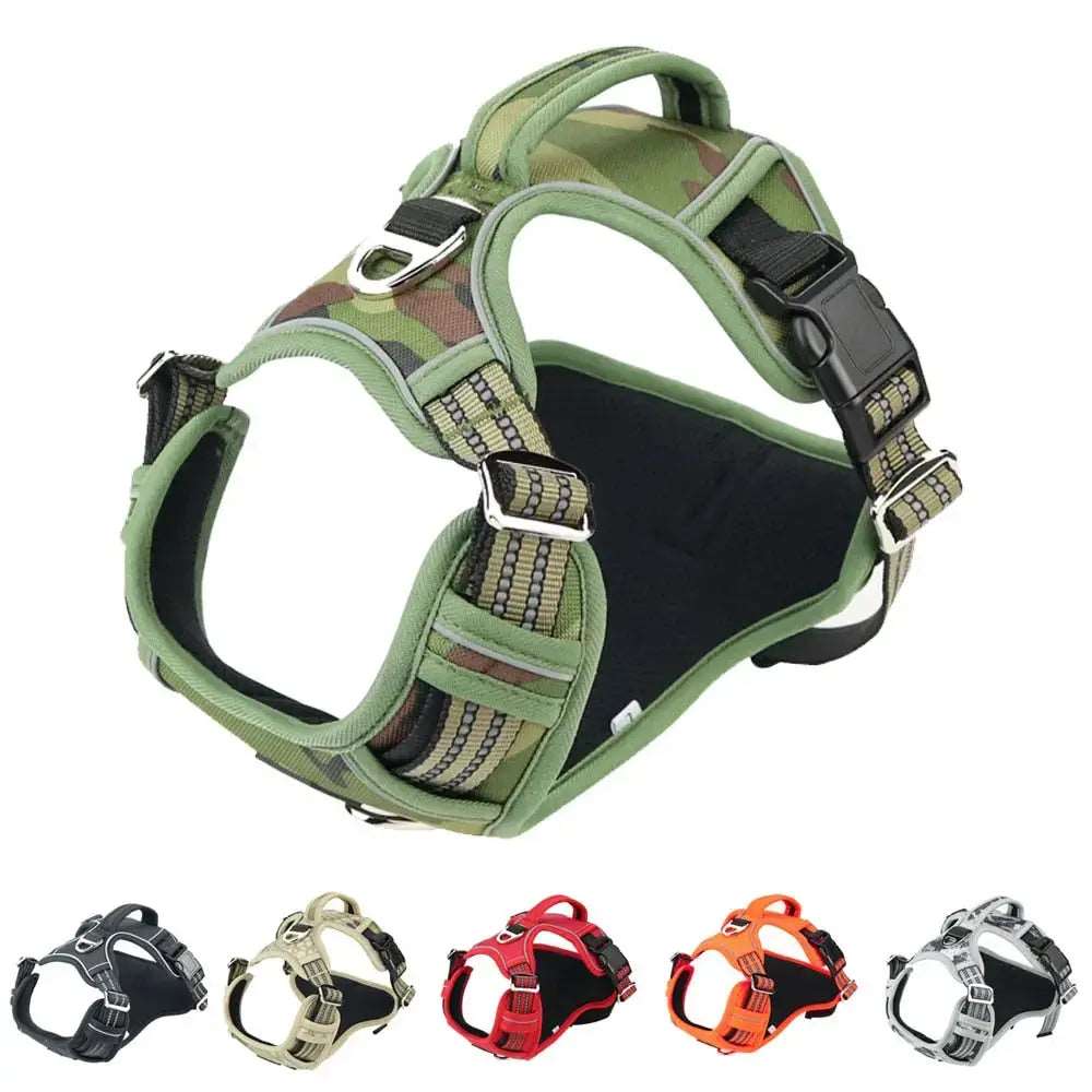 Black 1000D Oxford Cloth Reflective Pet Dog Harness Service Vest with Vertical Handle Adjustable Collars - TrendyPet's Zone