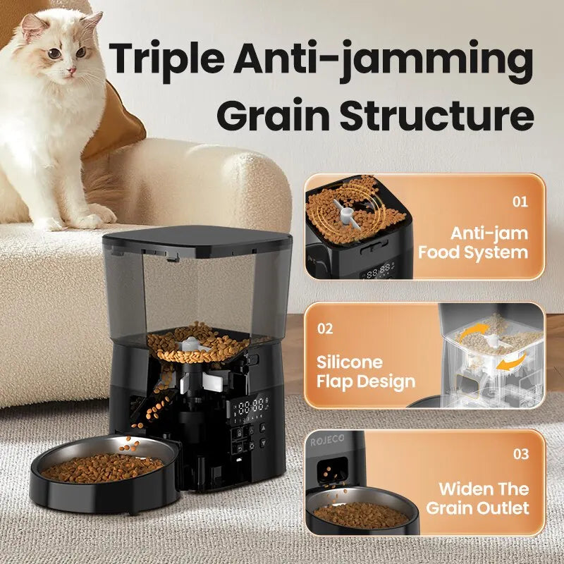 White 2L smart automatic cat and dog food dispenser with portion control by TrendyPet's Zone, designed for easy pet feeding.