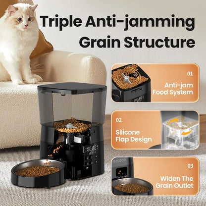 White 2L smart automatic cat and dog food dispenser with portion control by TrendyPet's Zone, designed for easy pet feeding.