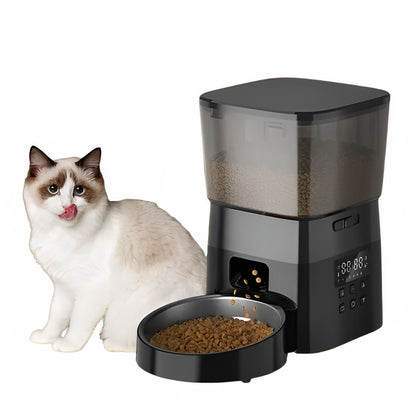White 2L automatic smart cat and dog food dispenser with portion control from TrendyPet's Zone, designed for easy pet feeding.