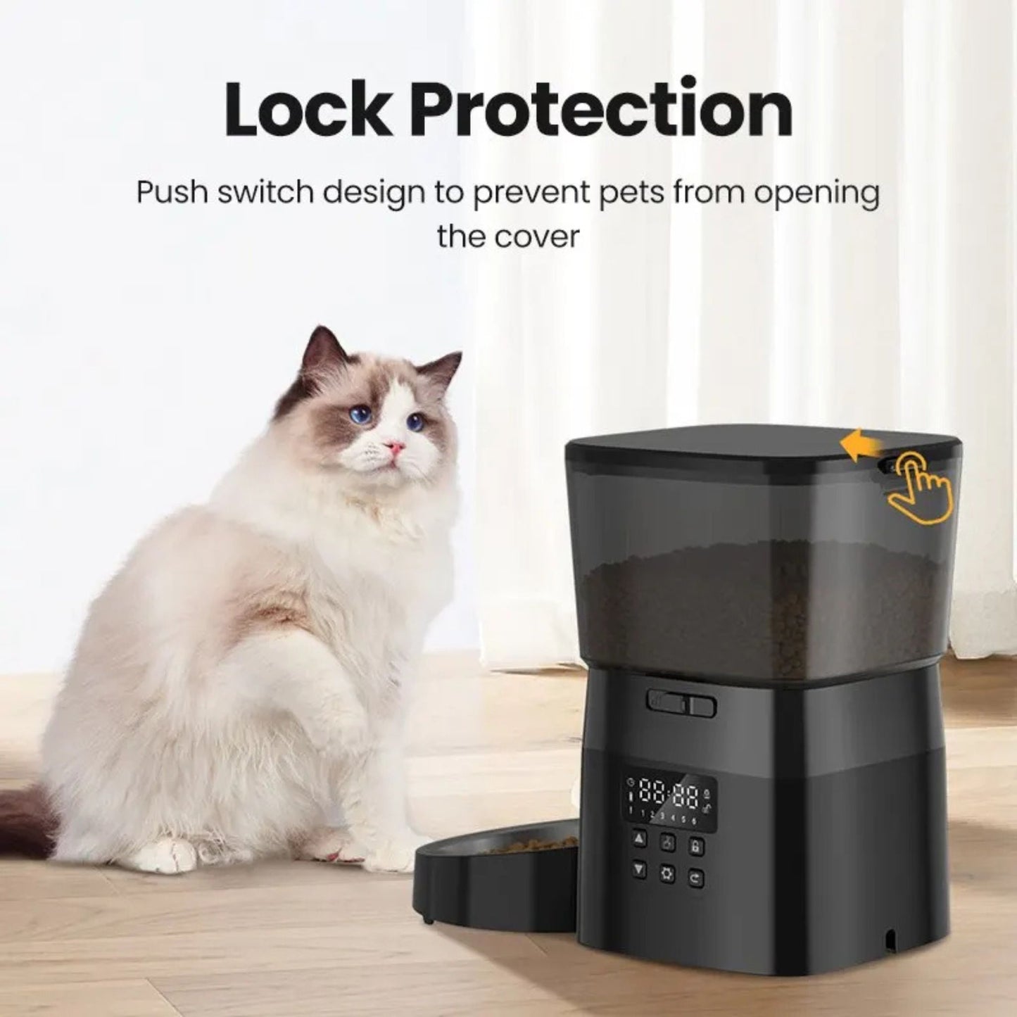 White 2L automatic pet food dispenser for cats and dogs with portion control, from TrendyPet's Zone.
