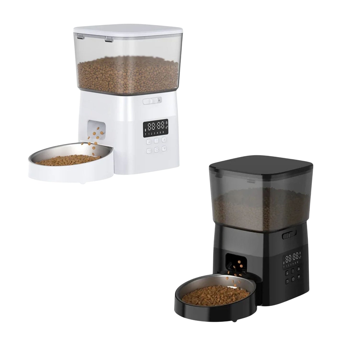 Black 2L automatic cat and dog food dispenser with portion control by TrendyPet's Zone, designed for easy pet feeding.