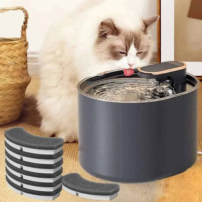 Black 3L Pet Automatic Water Fountain with LED light, ultra-silent cat water dispenser, USB powered, from TrendyPet's Zone.