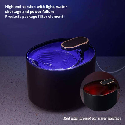 Black 3L automatic pet water fountain with LED light, ultra-silent cat water dispenser, USB-powered, from TrendyPet's Zone