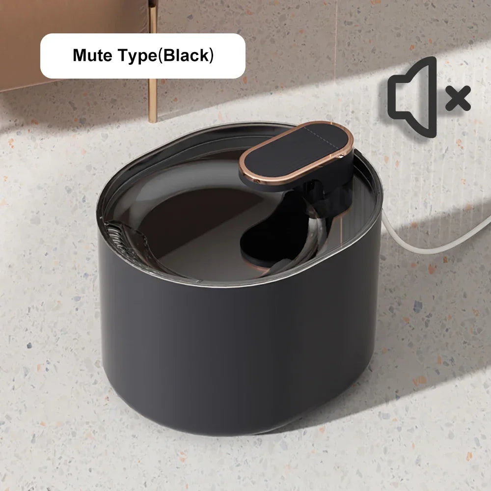 Black 3L pet automatic water fountain with LED light, ultra-silent cat drinking water dispenser, USB-powered and electric mute feeder.