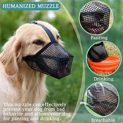 Black Adjustable Breathable Dog Mesh Muzzle Anti-Barking Accessory TrendyPet's Zone