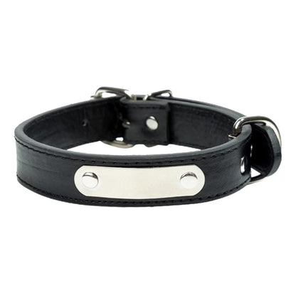 Black Adjustable PU Leather Dog Collar with ID Tag TrendyPet's Zone