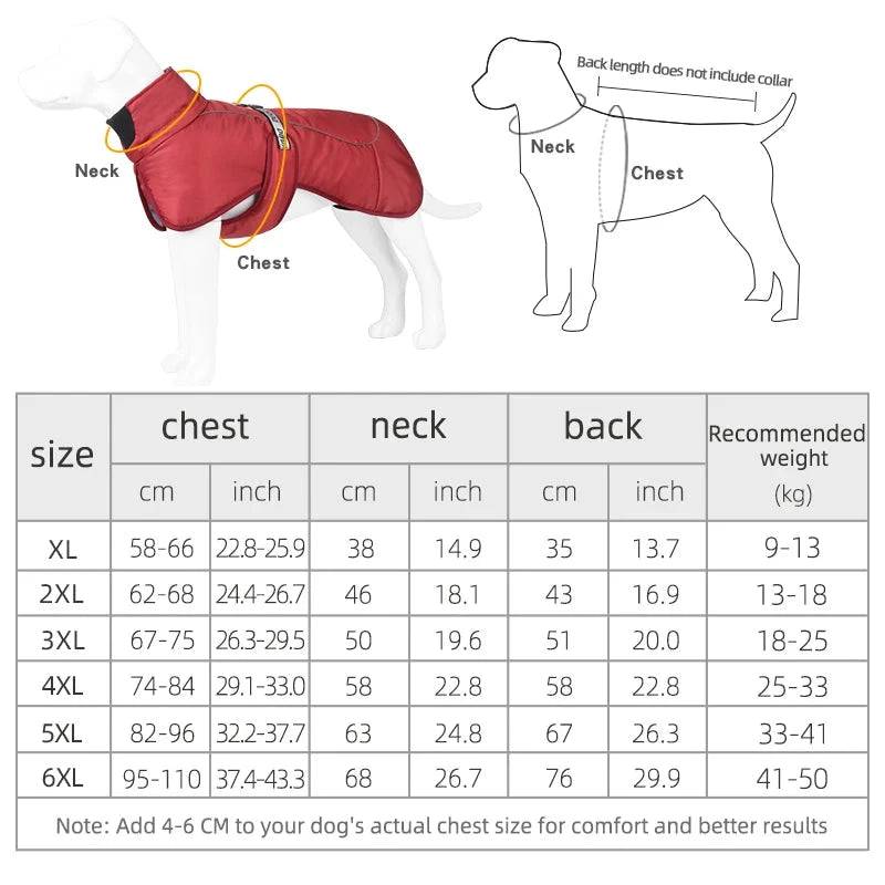 Black Big Dog Jacket Waterproof Winter Warm Clothes for Medium Large Dogs Coat Costume Outfits - TrendyPet's Zone