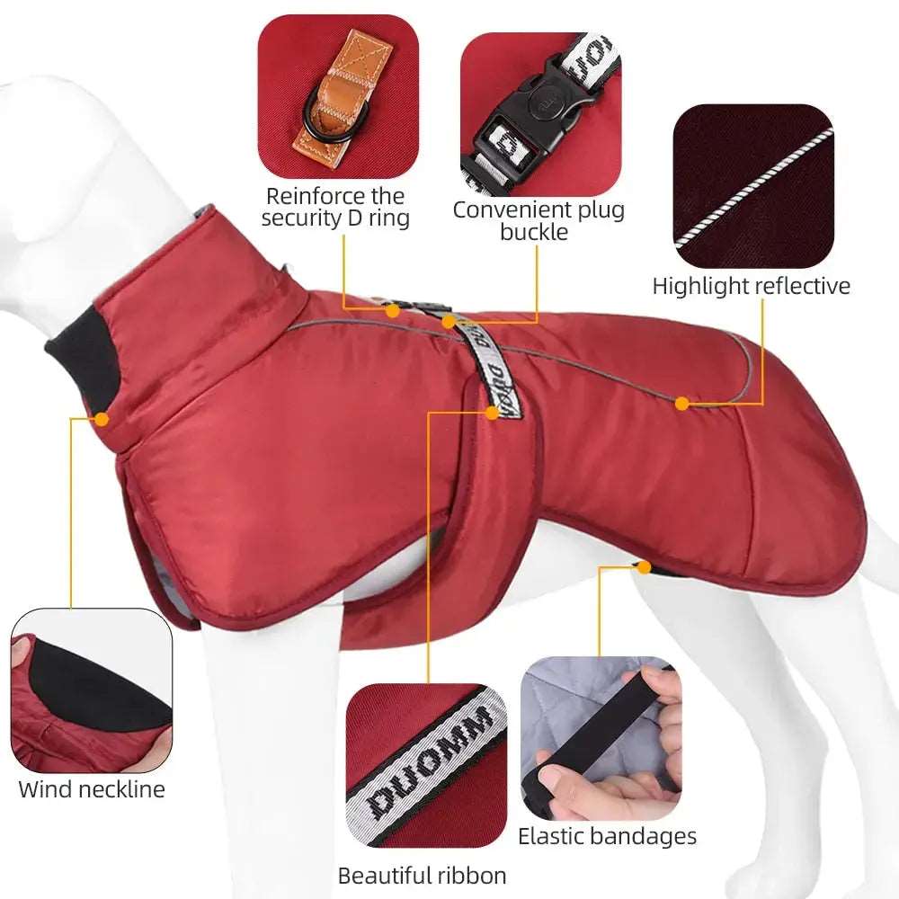 Black Big Dog Jacket Waterproof Winter Warm Clothes for Medium Large Dogs Coat Costume Outfits - TrendyPet's Zone