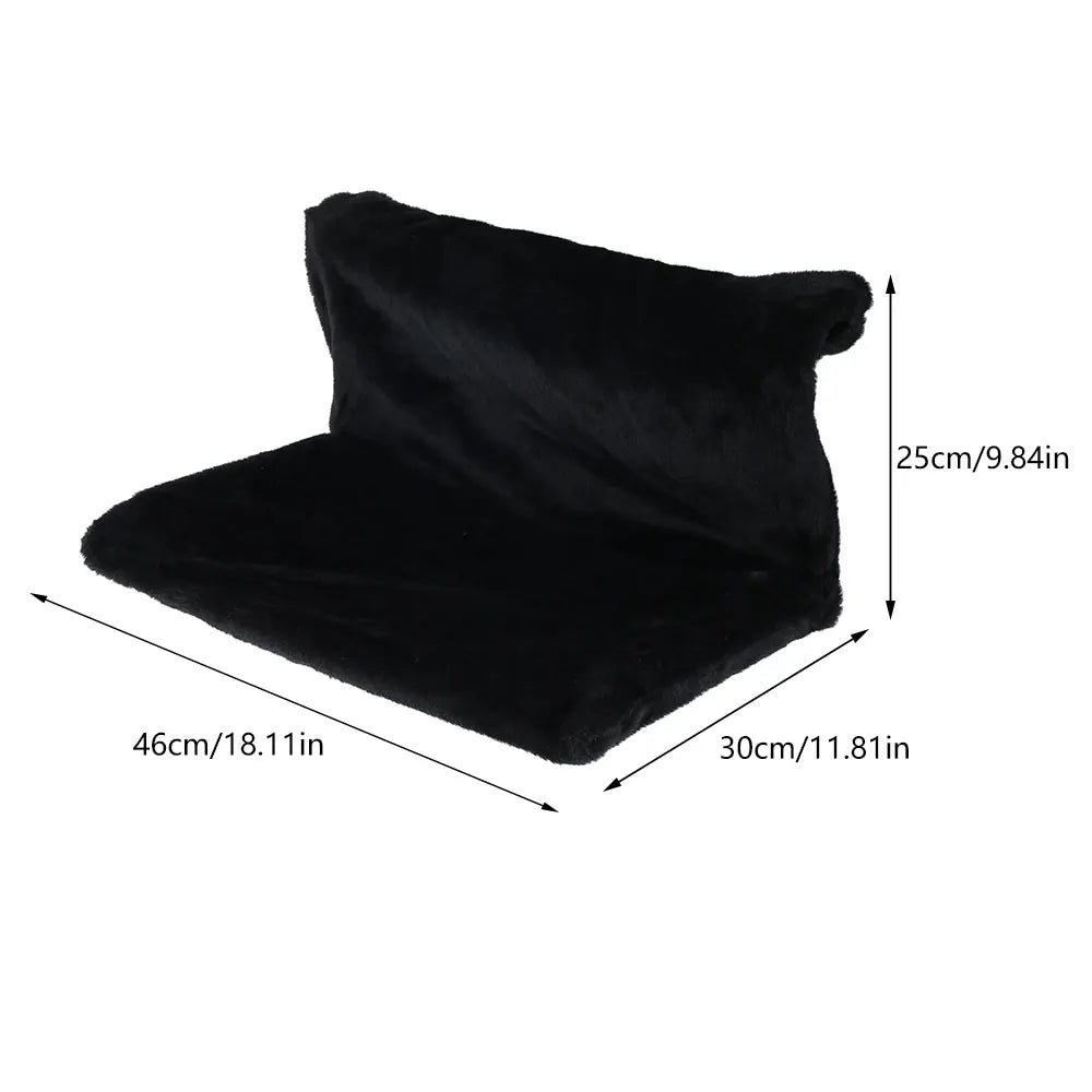 Black collapsible cat hammock bed hanging from radiator cradle by TrendyPet's Zone, cozy and portable for feline comfort.