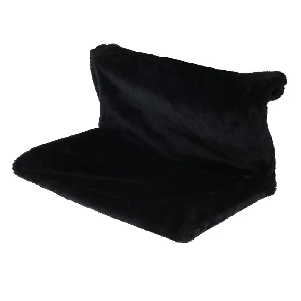Black collapsible cat hammock bed hanging on radiator, cozy cradle for cats by TrendyPet's Zone, easy to fold and hang.