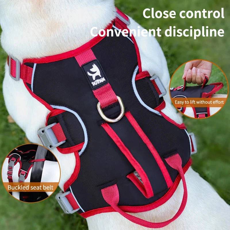 Red Reflective Adjustable Dog Harness No Pull Design - TrendyPet's Zone