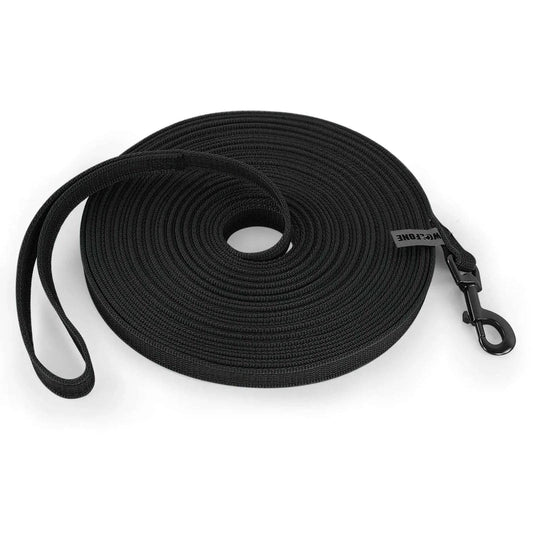 Black latex silk dog leash by TrendyPet's Zone, large dual-color training leash for easy and convenient walking and training.