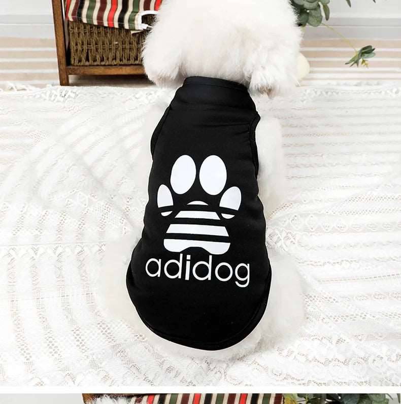 Black Dog Top Puppy Breathable Cool Mesh T-Shirt Cartoon Print Sun Protection Clothing Polyester Thin Vest Summer - TrendyPet's Zone